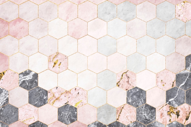 Hexagon pink marble tiles patterned