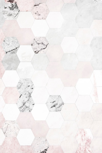 Hexagon pink marble tiles patterned