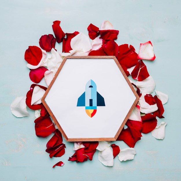 Free Photo hexagonal frame on petals