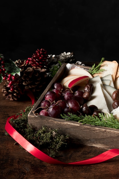 High angle arrangement of christmas food