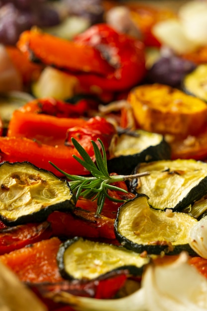 High angle baked vegetables