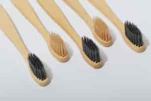 Free photo high angle bambu brushes assortment