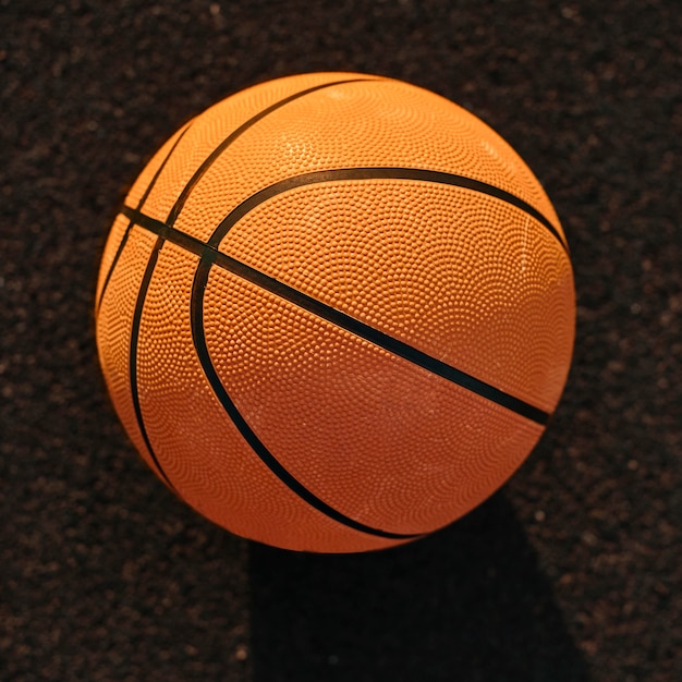 High angle basketball on a field close-up