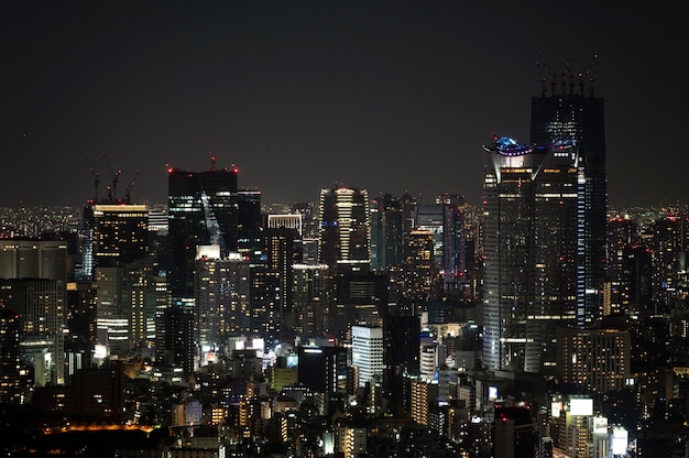 High angle beautiful buildings nighttime