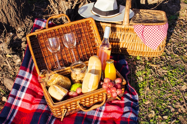 High angle beautiful picnic arrangement