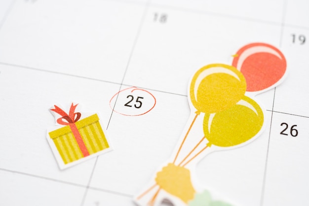 High angle of birthday memo added in vibrant calendar