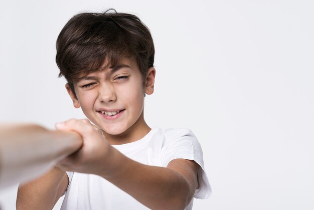 High angle boy with baseball bat