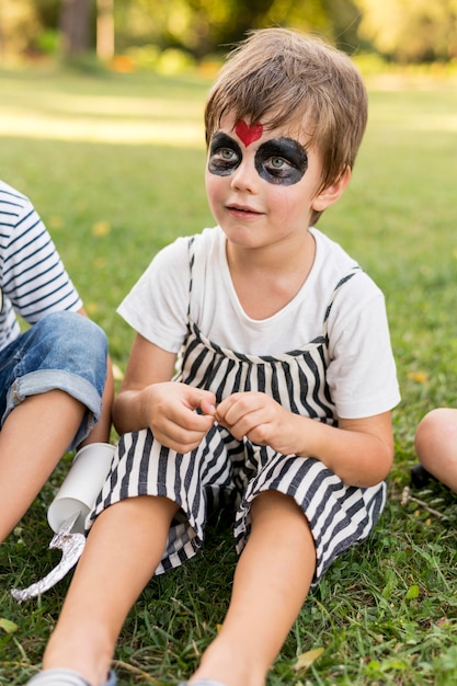 Free Photo high angle boy with costume