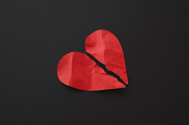 High angle of broken heart background