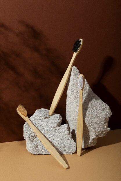 High angle brushes and rocks arrangement