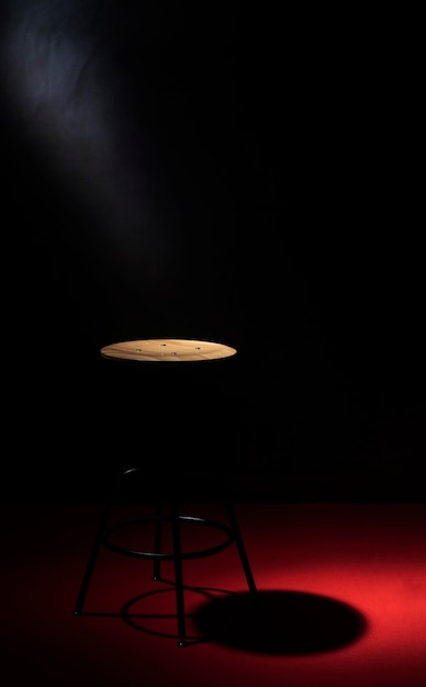 High angle of chair with copy space and spotlight