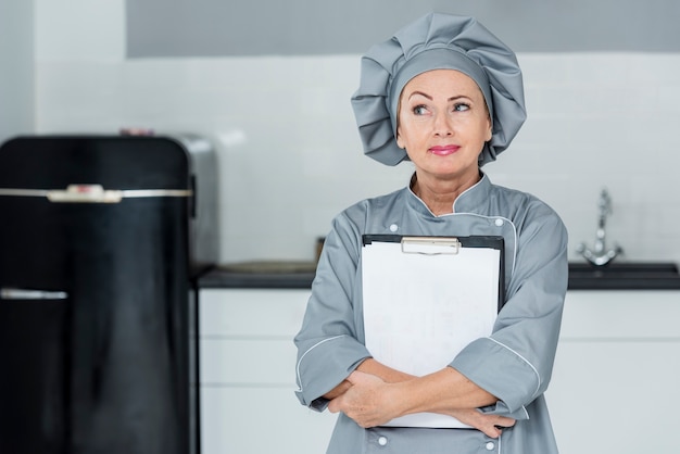 High angle chef in kitchen