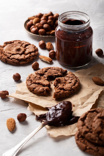 High angle chocolate goodies assortment