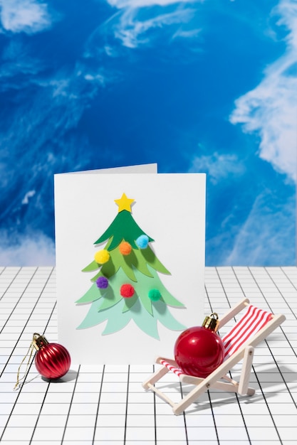 Free photo high angle christmas tree and globes