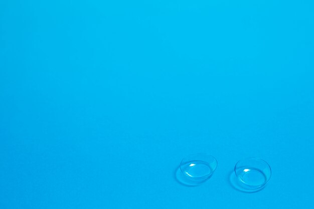 High angle of clear contact lenses with copy space