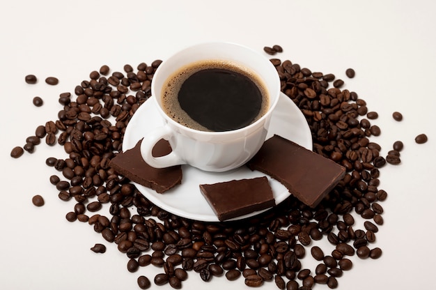 High angle coffee cup on plain background