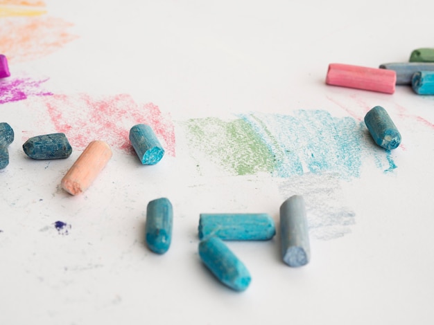 High angle of colorful chalk