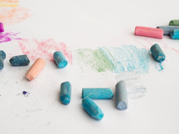 High angle of colorful chalk