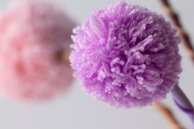 Free Photo high angle colorful pom poms arrangement