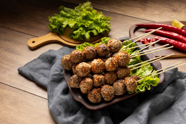 Free photo high angle composition of delicious indonesian bakso