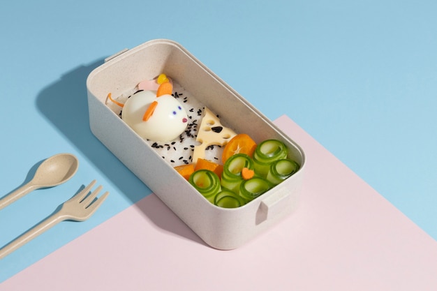 Free Photo high angle composition of japanese bento box