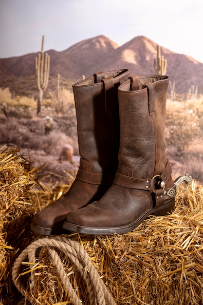 High angle cowboy boots outdoors