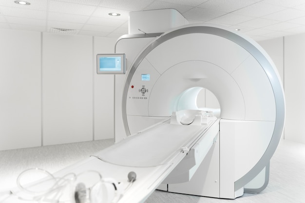 Free photo high angle ct scan machine room