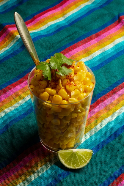 High angle cup with delicious esquites