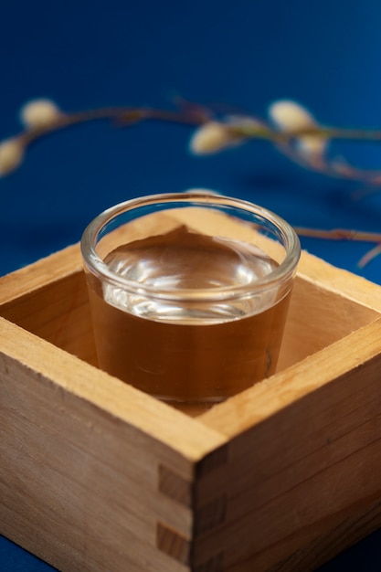 High angle cup with sake drink