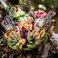 Free photo high angle of decorations at japanese temple