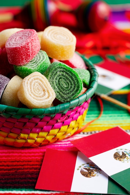 Free photo high angle delicious candy mexican party