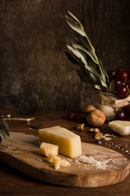 Free photo high angle delicious cheese composition