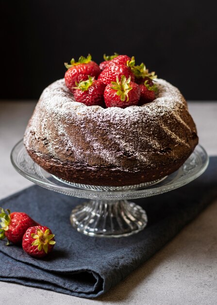 High angle of delicious chocolate cake concept