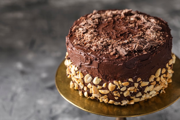 High angle of delicious chocolate cake concept