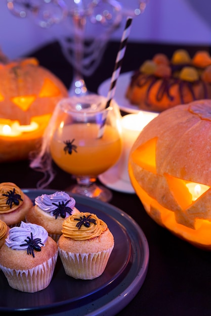 Free photo high angle of delicious halloween food concept