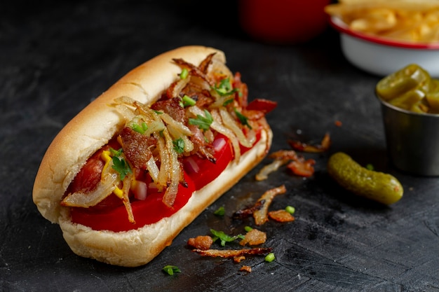 Free Photo high angle delicious hot dog with onion