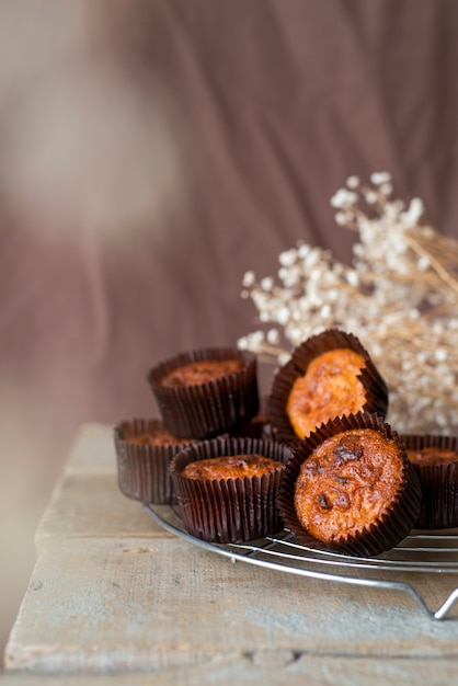 High angle delicious muffins arrangement