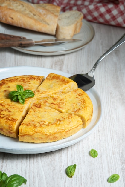 High angle of delicious spanish tortilla dish