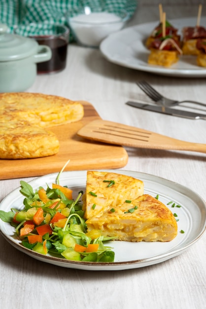 Free photo high angle of delicious spanish tortilla dish