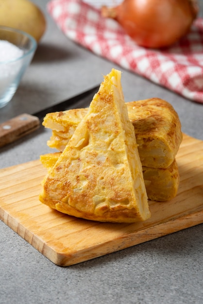 High angle of delicious spanish tortilla dish