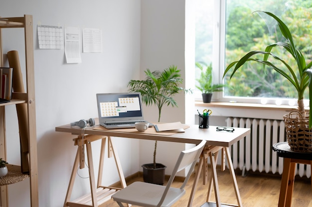 High angle desk arrangement