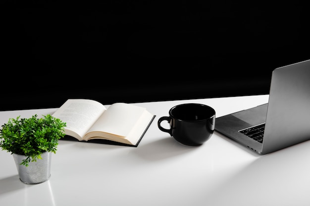 Free photo high angle of desk concept with copy space