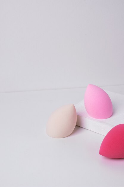 High angle different shades beauty blenders