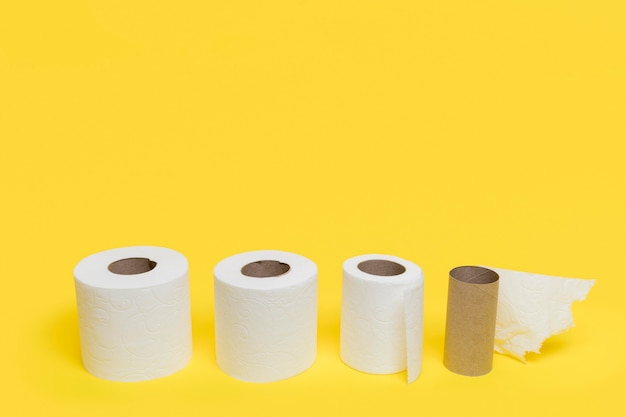 Free Photo high angle of different sized toilet tissue paper