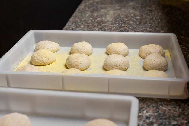 High angle dough for delicious pizza