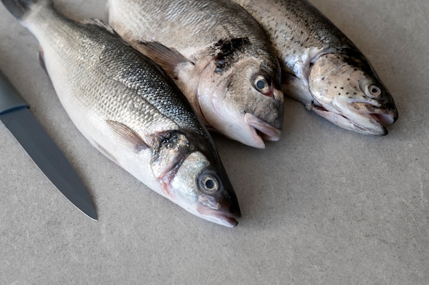 High angle fish ready to be cooked