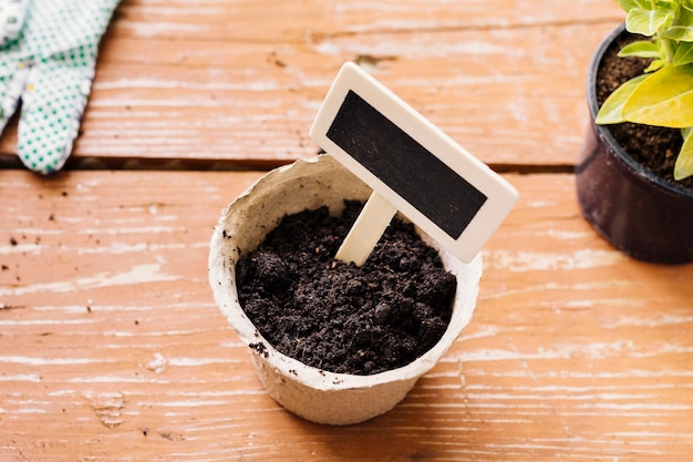 High angle flower pot on the table