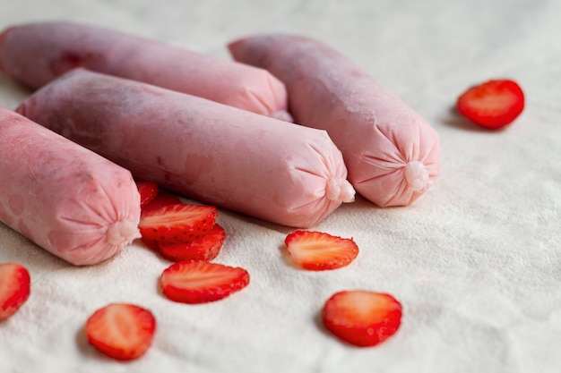 High angle of frozen brazilian fruit dessert