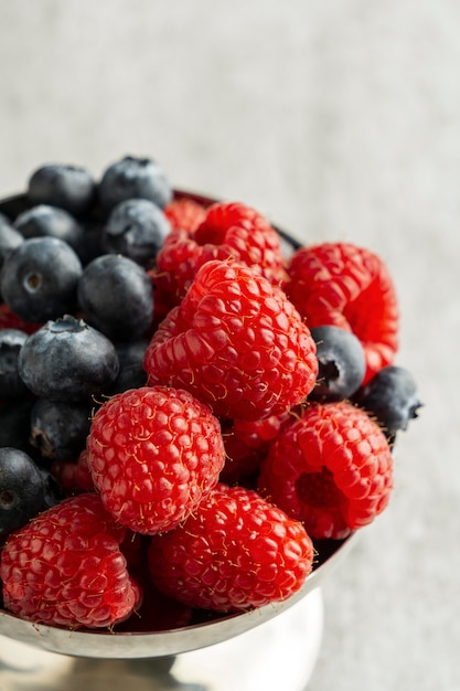 High angle fruits in bowl