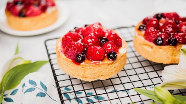 High angle fruity cakes assortment